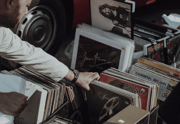 an image of organizing collectible records in a box